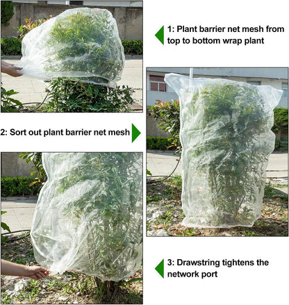 Insect Bird Barrier Mesh, 3.5 x4.6FT Garden Netting Barrier with Drawstring