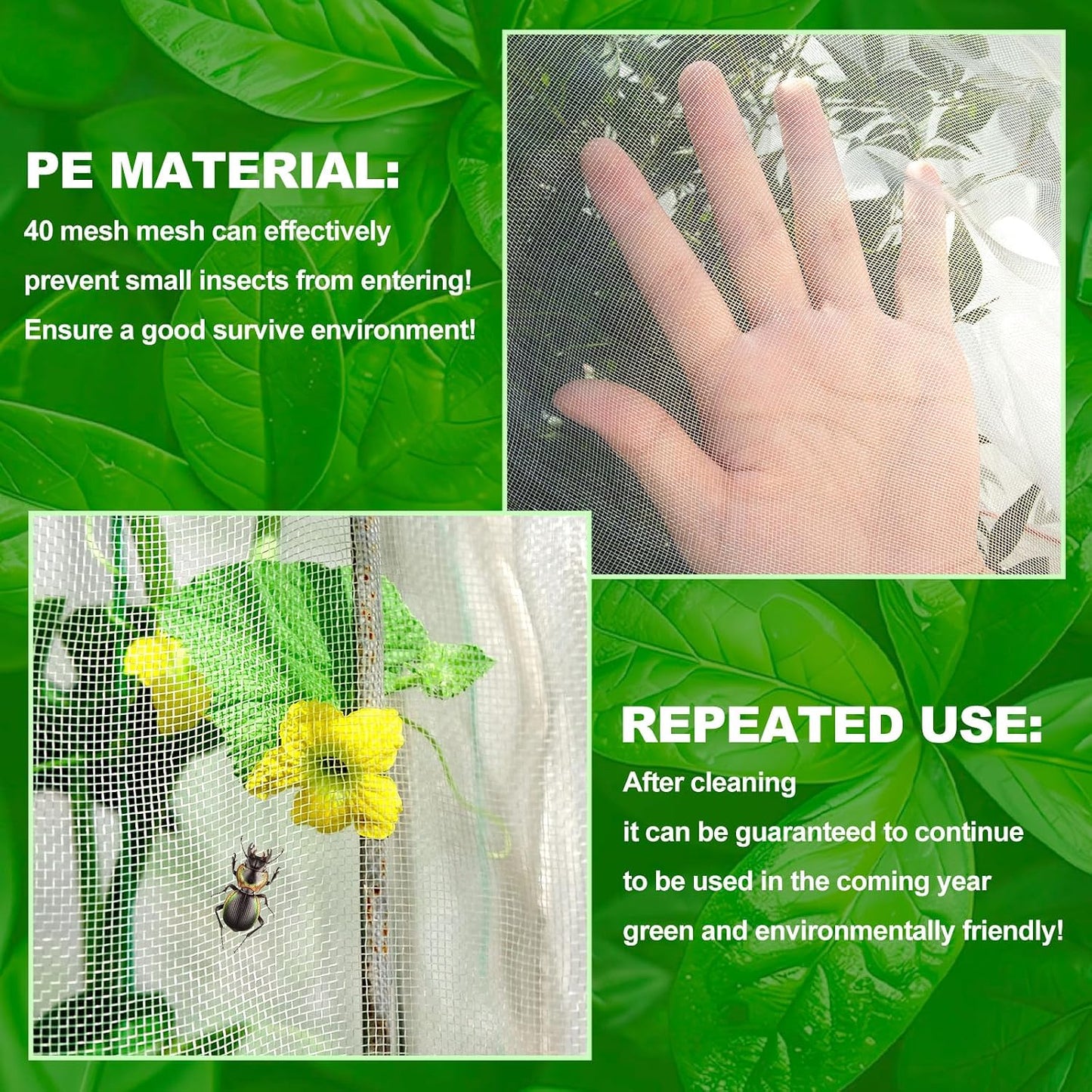 Insect Bird Barrier Mesh, 3.5 x4.6FT Garden Netting Barrier with Drawstring