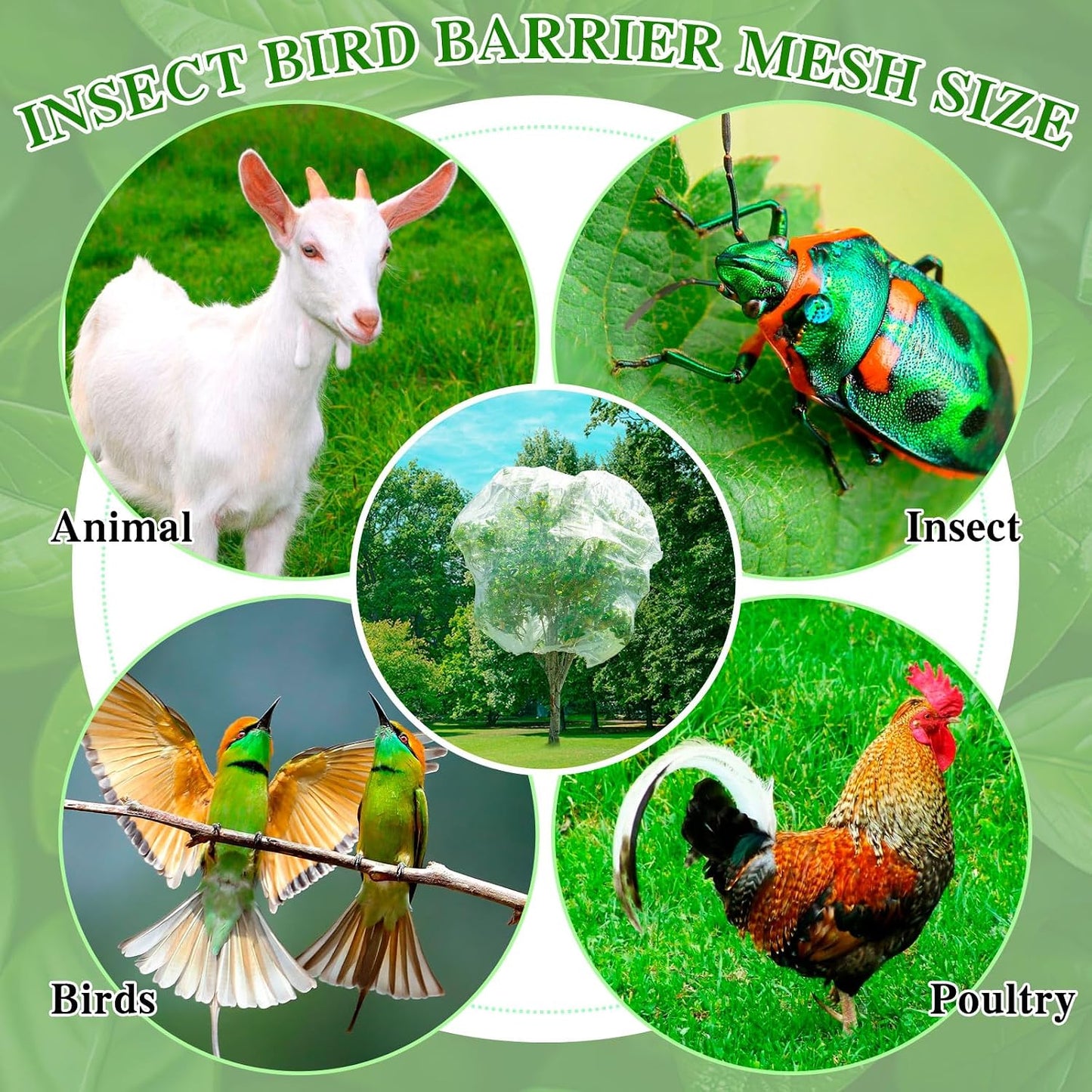 Insect Bird Barrier Mesh, 3.5 x4.6FT Garden Netting Barrier with Drawstring