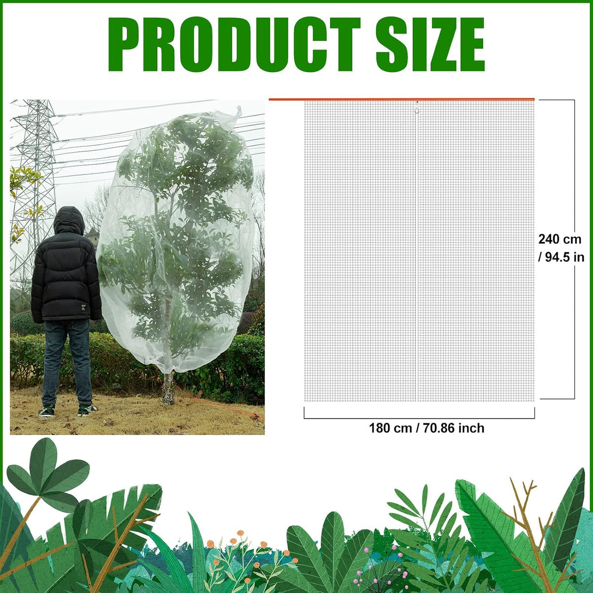 Insect Bird Barrier Mesh, 3.5 x4.6FT Garden Netting Barrier with Drawstring