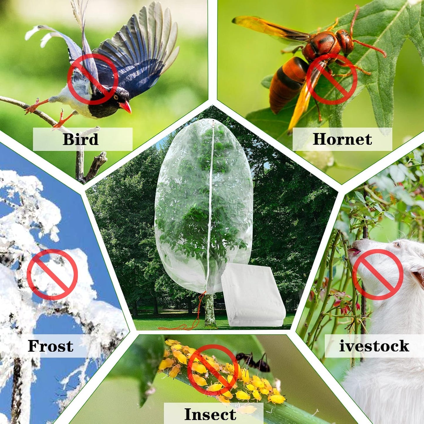 Insect Bird Barrier Mesh, 3.5 x4.6FT Garden Netting Barrier with Drawstring