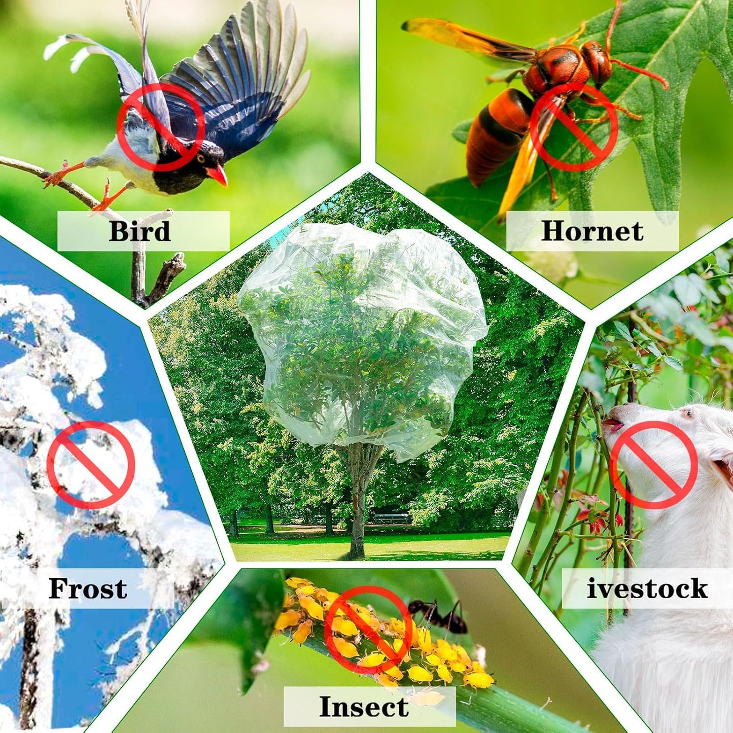 Insect Bird Barrier Mesh, 3.5 x4.6FT Garden Netting Barrier with Drawstring