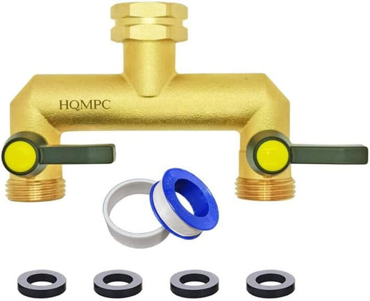2 Way Hose Splitter Heavy Duty Water Splitter Outdoor 2 Way Strong HEX Nut Connect 3/4" GHT