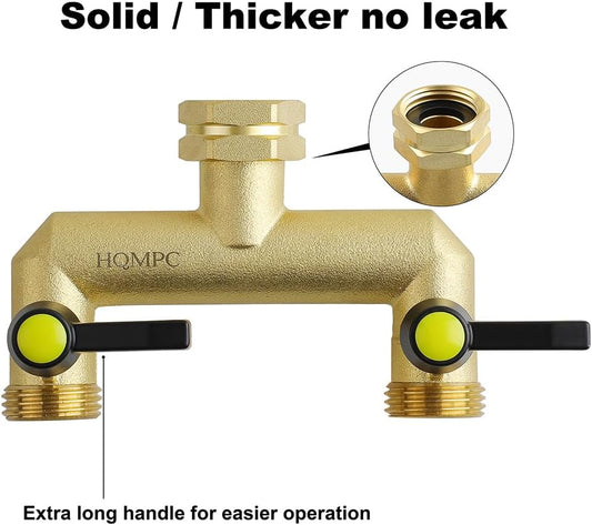 2 Way Hose Splitter Heavy Duty Water Splitter Outdoor 2 Way Strong HEX Nut Connect 3/4" GHT