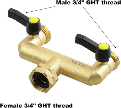 2 Way Hose Splitter Heavy Duty Water Splitter Outdoor 2 Way Strong HEX Nut Connect 3/4" GHT