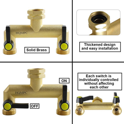 2 Way Hose Splitter Heavy Duty Water Splitter Outdoor 2 Way Strong HEX Nut Connect 3/4" GHT