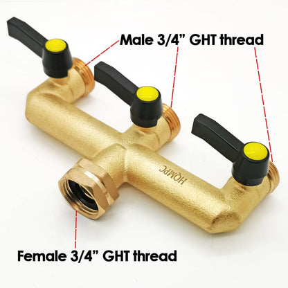 2 Way Hose Splitter Heavy Duty Water Splitter Outdoor 2 Way Strong HEX Nut Connect 3/4" GHT