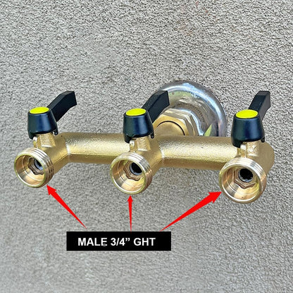2 Way Hose Splitter Heavy Duty Water Splitter Outdoor 2 Way Strong HEX Nut Connect 3/4" GHT