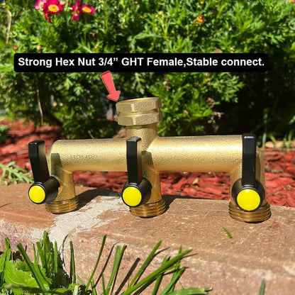 2 Way Hose Splitter Heavy Duty Water Splitter Outdoor 2 Way Strong HEX Nut Connect 3/4" GHT