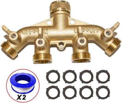 2 Way Hose Splitter Heavy Duty Water Splitter Outdoor 2 Way Strong HEX Nut Connect 3/4" GHT