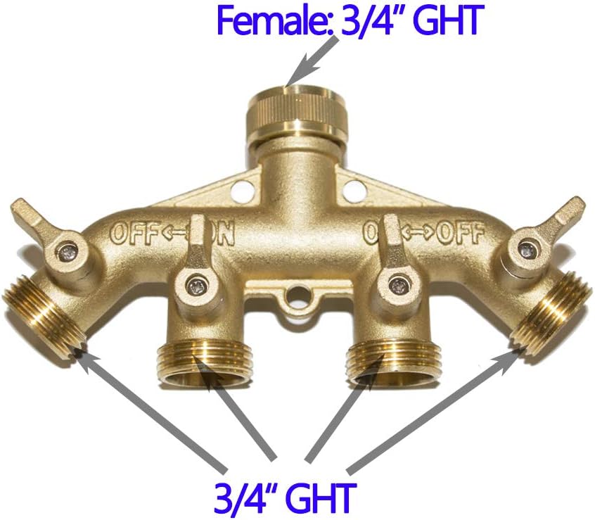 2 Way Hose Splitter Heavy Duty Water Splitter Outdoor 2 Way Strong HEX Nut Connect 3/4" GHT