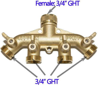 2 Way Hose Splitter Heavy Duty Water Splitter Outdoor 2 Way Strong HEX Nut Connect 3/4" GHT