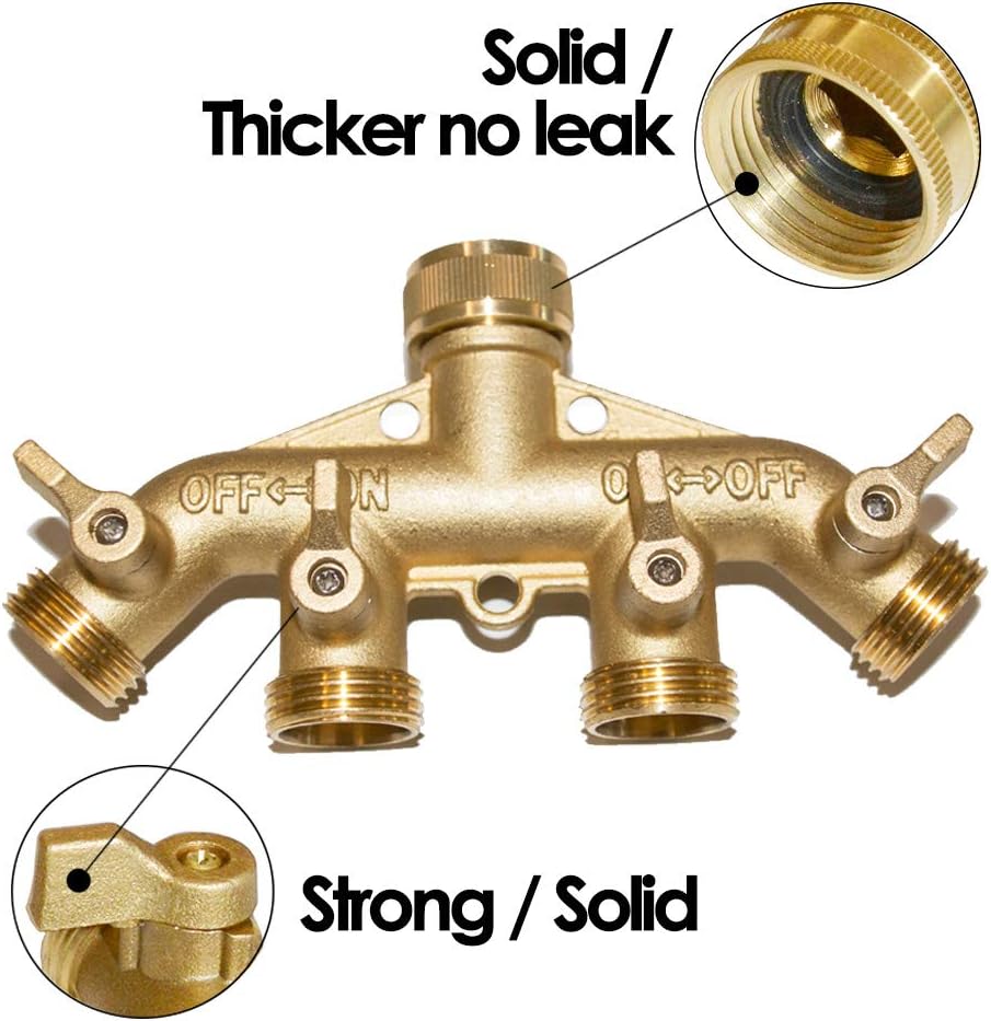 2 Way Hose Splitter Heavy Duty Water Splitter Outdoor 2 Way Strong HEX Nut Connect 3/4" GHT