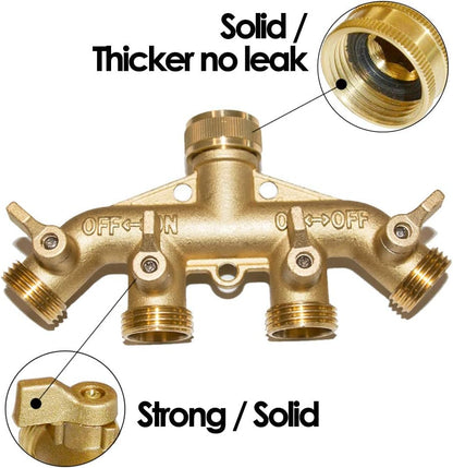 2 Way Hose Splitter Heavy Duty Water Splitter Outdoor 2 Way Strong HEX Nut Connect 3/4" GHT