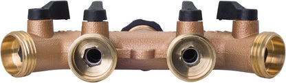 65077-AMZ 4 Way Heavy Duty Metal Garden Hose Splitter, Hose Spigot Adapter with 5 Leak-Free Washers, Brass Hose Bib Splitter