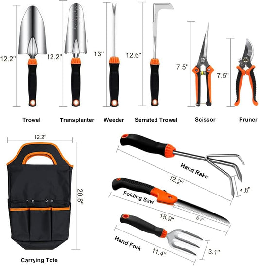 Garden Tool Set, 10 PCS Stainless Steel Heavy Duty