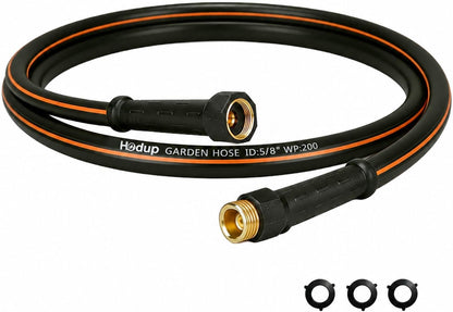 5ft x 5/8" Short Hybrid Rubber Garden Hose with Male to Female Connector