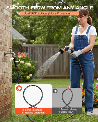 5ft x 5/8" Short Hybrid Rubber Garden Hose with Male to Female Connector