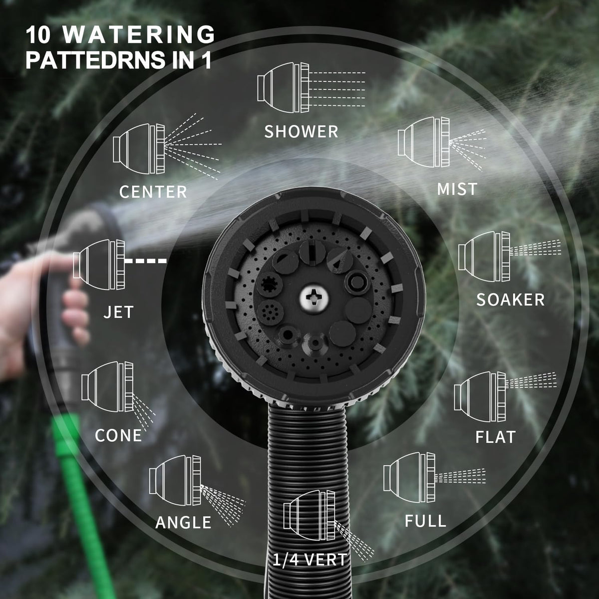 Garden Hose Nozzle Sprayer: 2 Pack 10 Watering Patterns Spray Nozzles Heavy Duty Hose Head Hose Attachment