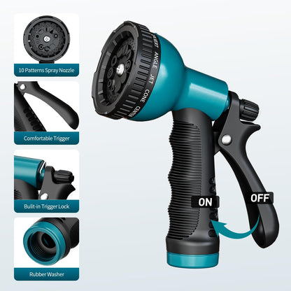 Garden Hose Nozzle Sprayer: 2 Pack 10 Watering Patterns Spray Nozzles Heavy Duty Hose Head Hose Attachment