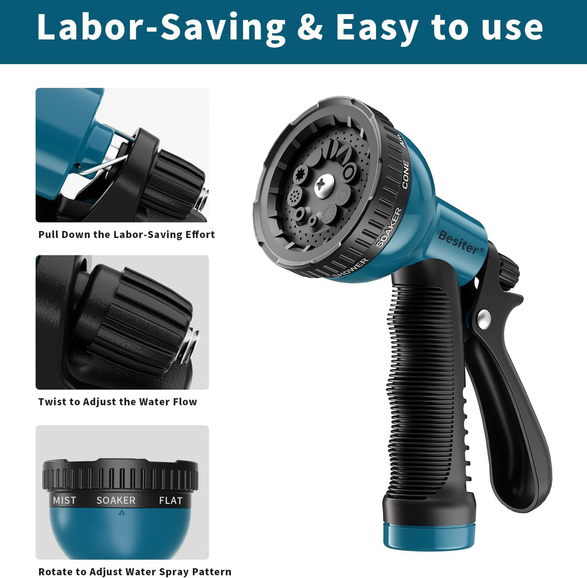 Garden Hose Nozzle Sprayer: 2 Pack 10 Watering Patterns Spray Nozzles Heavy Duty Hose Head Hose Attachment