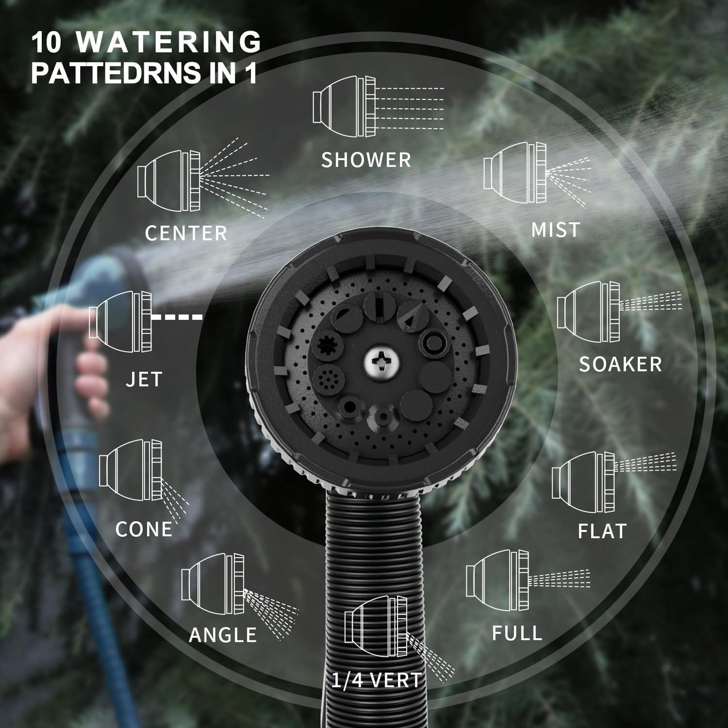 Garden Hose Nozzle Sprayer: 2 Pack 10 Watering Patterns Spray Nozzles Heavy Duty Hose Head Hose Attachment