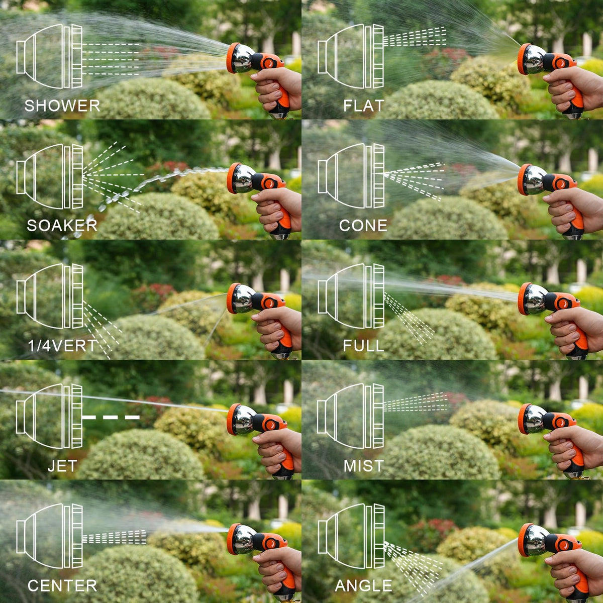 Garden Hose Nozzle Sprayer: 2 Pack 10 Watering Patterns Spray Nozzles Heavy Duty Hose Head Hose Attachment