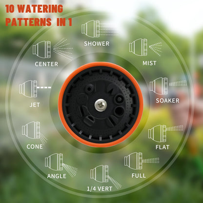 Garden Hose Nozzle Sprayer: 2 Pack 10 Watering Patterns Spray Nozzles Heavy Duty Hose Head Hose Attachment