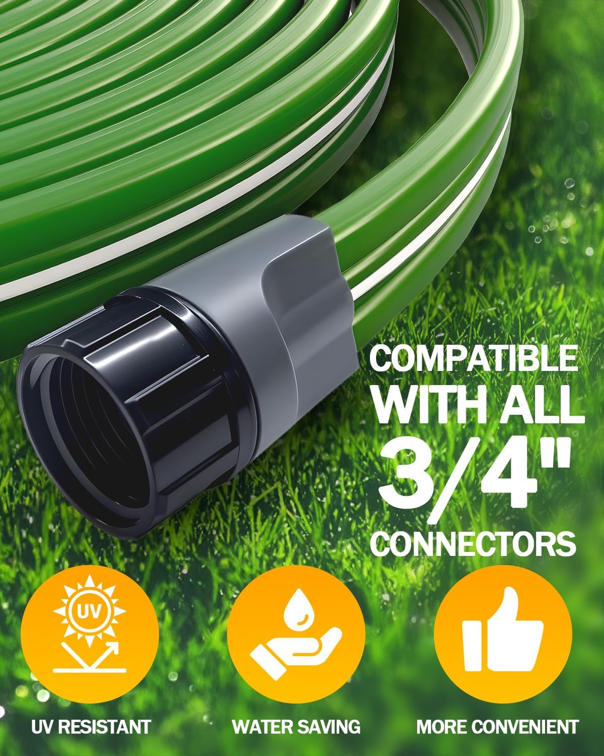 2 Pack 50FT Three-Tube Flat Sprinkler Hose with Holes with U-Shaped Stakes