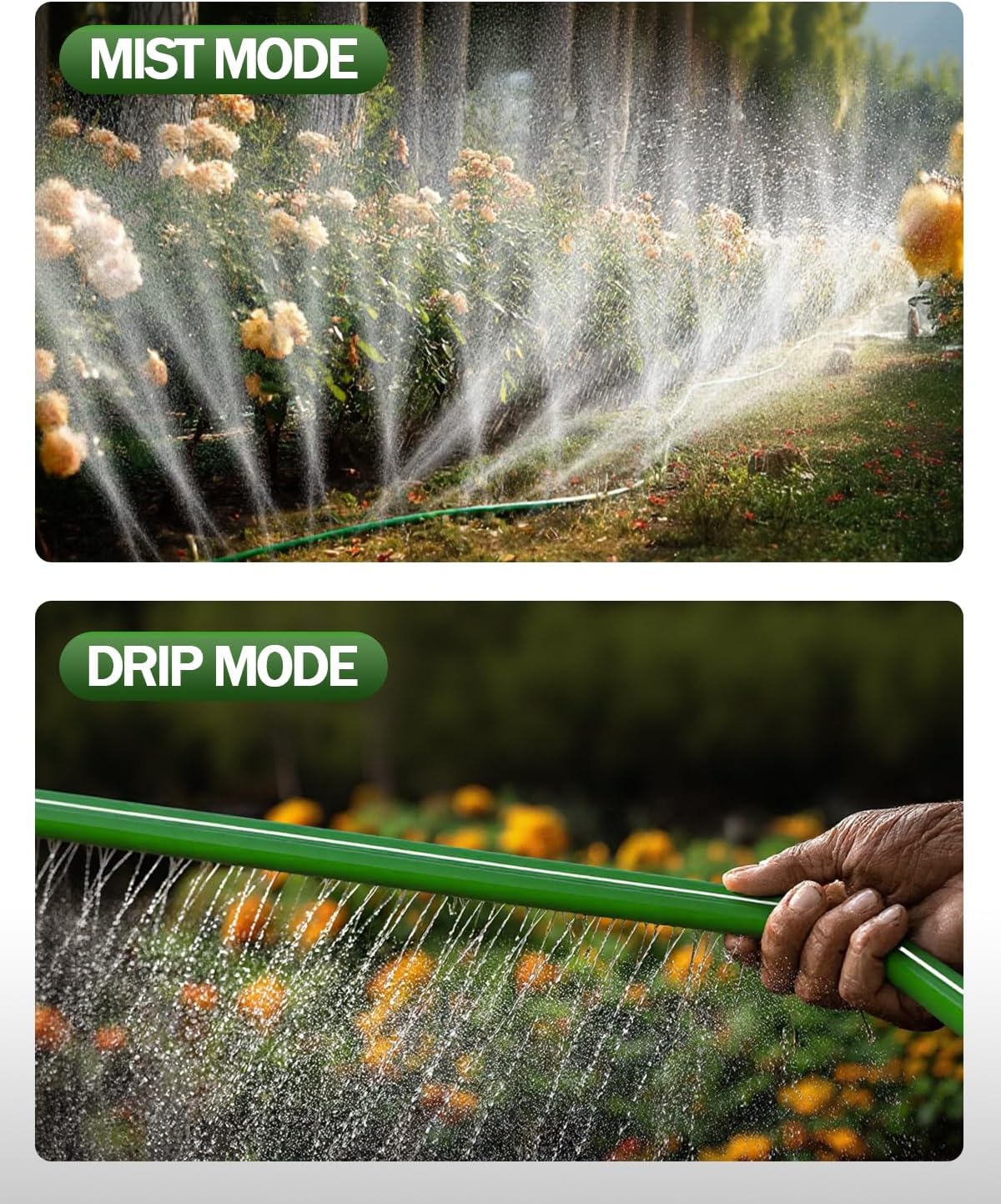 2 Pack 50FT Three-Tube Flat Sprinkler Hose with Holes with U-Shaped Stakes