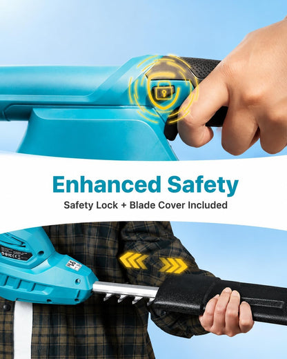 20V Pole Hedge Trimmer Cordless, 8.5 FT Reach, Dual 4.0Ah Batteries