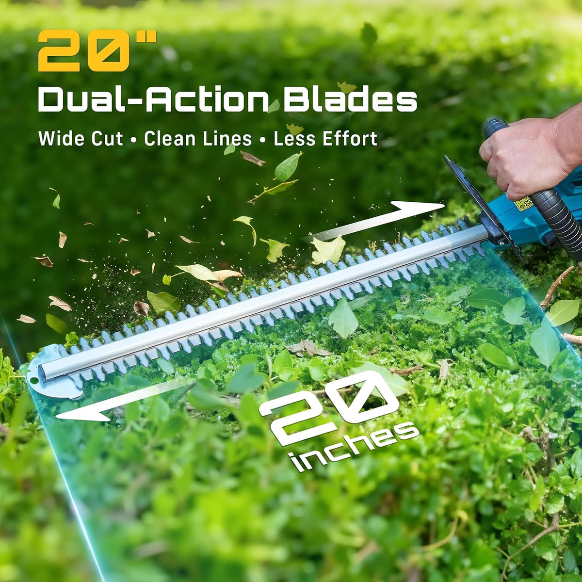 20V Pole Hedge Trimmer Cordless, 8.5 FT Reach, Dual 4.0Ah Batteries