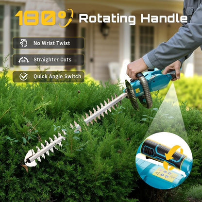 20V Pole Hedge Trimmer Cordless, 8.5 FT Reach, Dual 4.0Ah Batteries