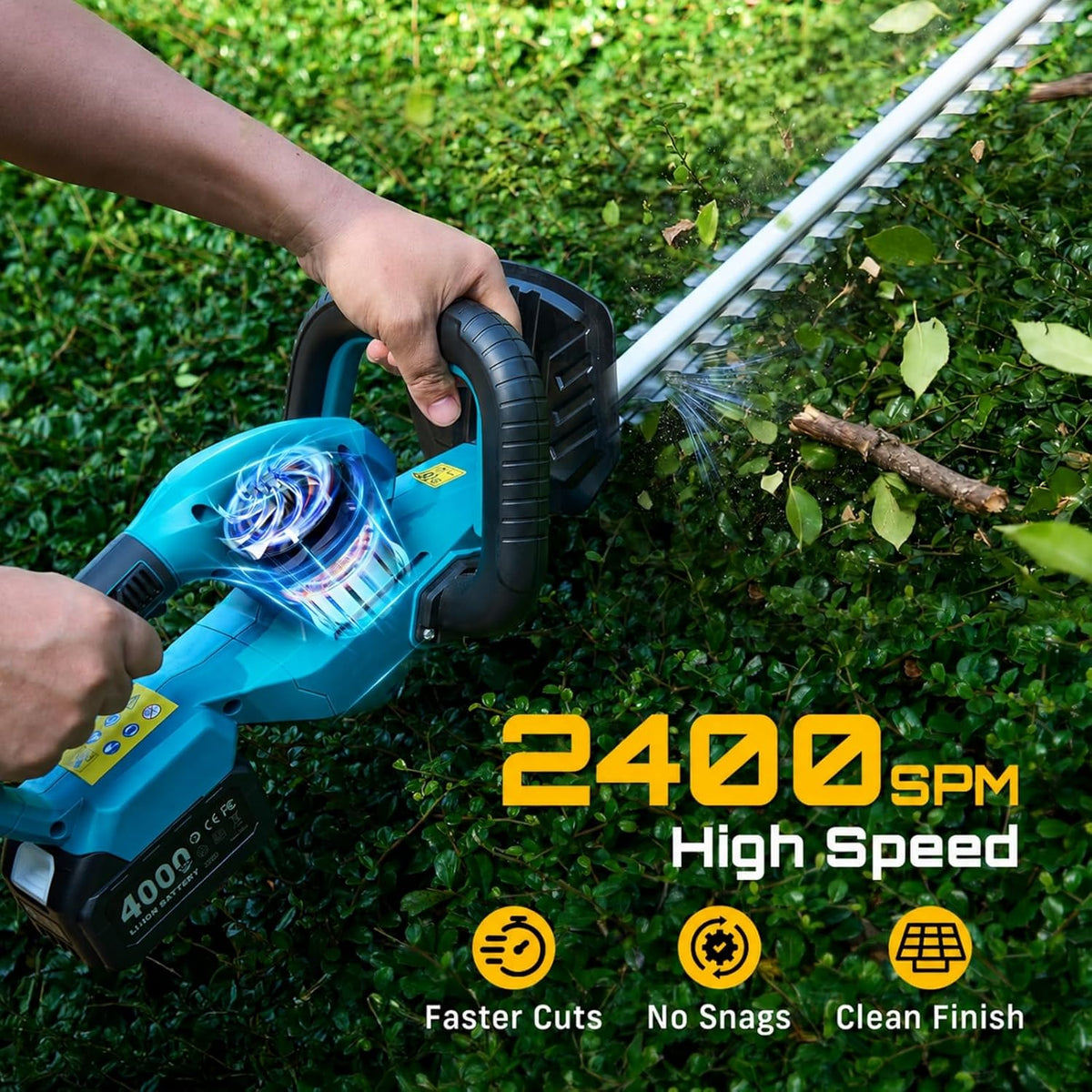 20V Pole Hedge Trimmer Cordless, 8.5 FT Reach, Dual 4.0Ah Batteries