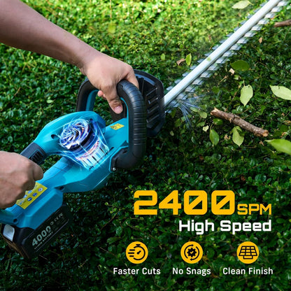 20V Pole Hedge Trimmer Cordless, 8.5 FT Reach, Dual 4.0Ah Batteries