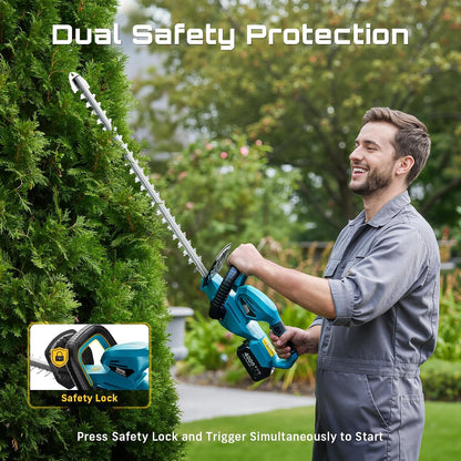 20V Pole Hedge Trimmer Cordless, 8.5 FT Reach, Dual 4.0Ah Batteries