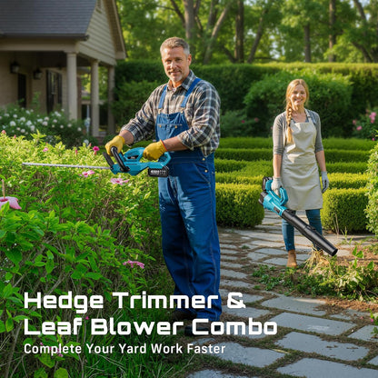 20V Pole Hedge Trimmer Cordless, 8.5 FT Reach, Dual 4.0Ah Batteries