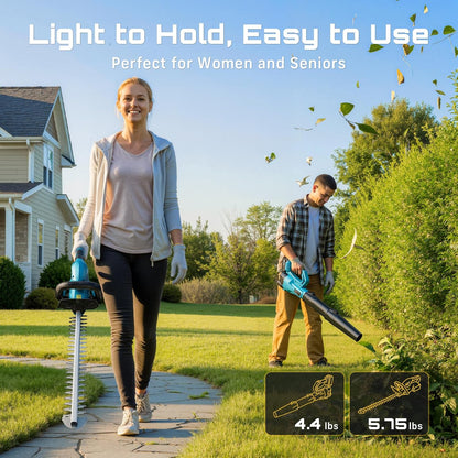 20V Pole Hedge Trimmer Cordless, 8.5 FT Reach, Dual 4.0Ah Batteries