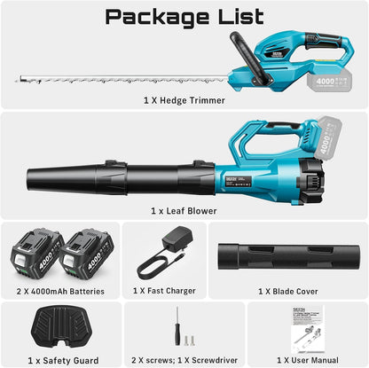 20V Pole Hedge Trimmer Cordless, 8.5 FT Reach, Dual 4.0Ah Batteries