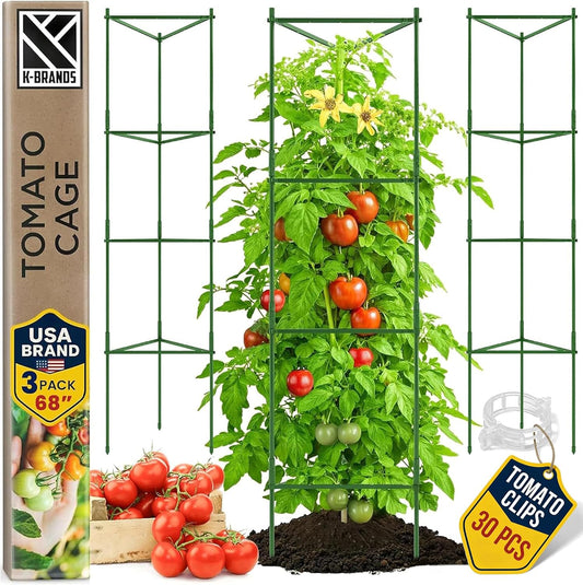 3 Pack 68" Tomato Cages for Garden - Large Tomato Plant Support Trellis