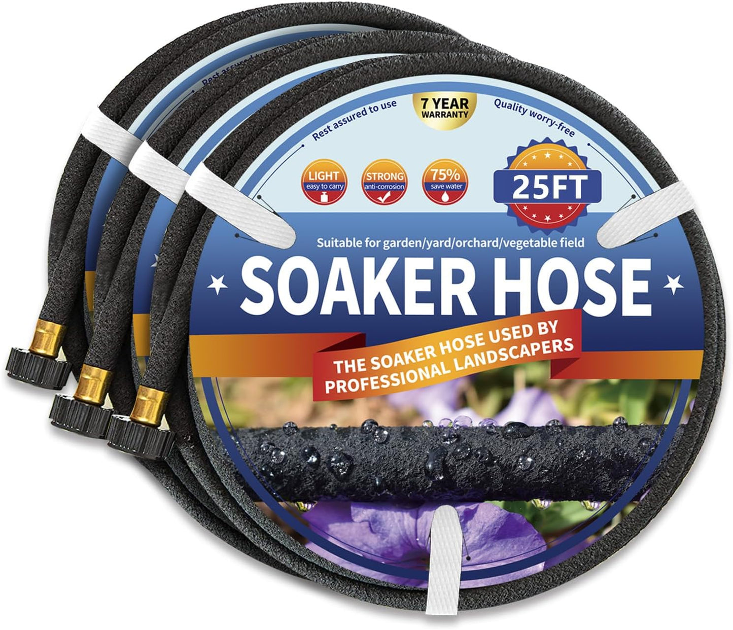 3 Pack Soaker Hose 10 FT for Garden Bed, 1/2’’ Diameter Short Soaker Hoses for Irrigation To Save 70% Water, Short Drip Soaking Hose for Vegetable Beds (3 Pack 10 FT)
