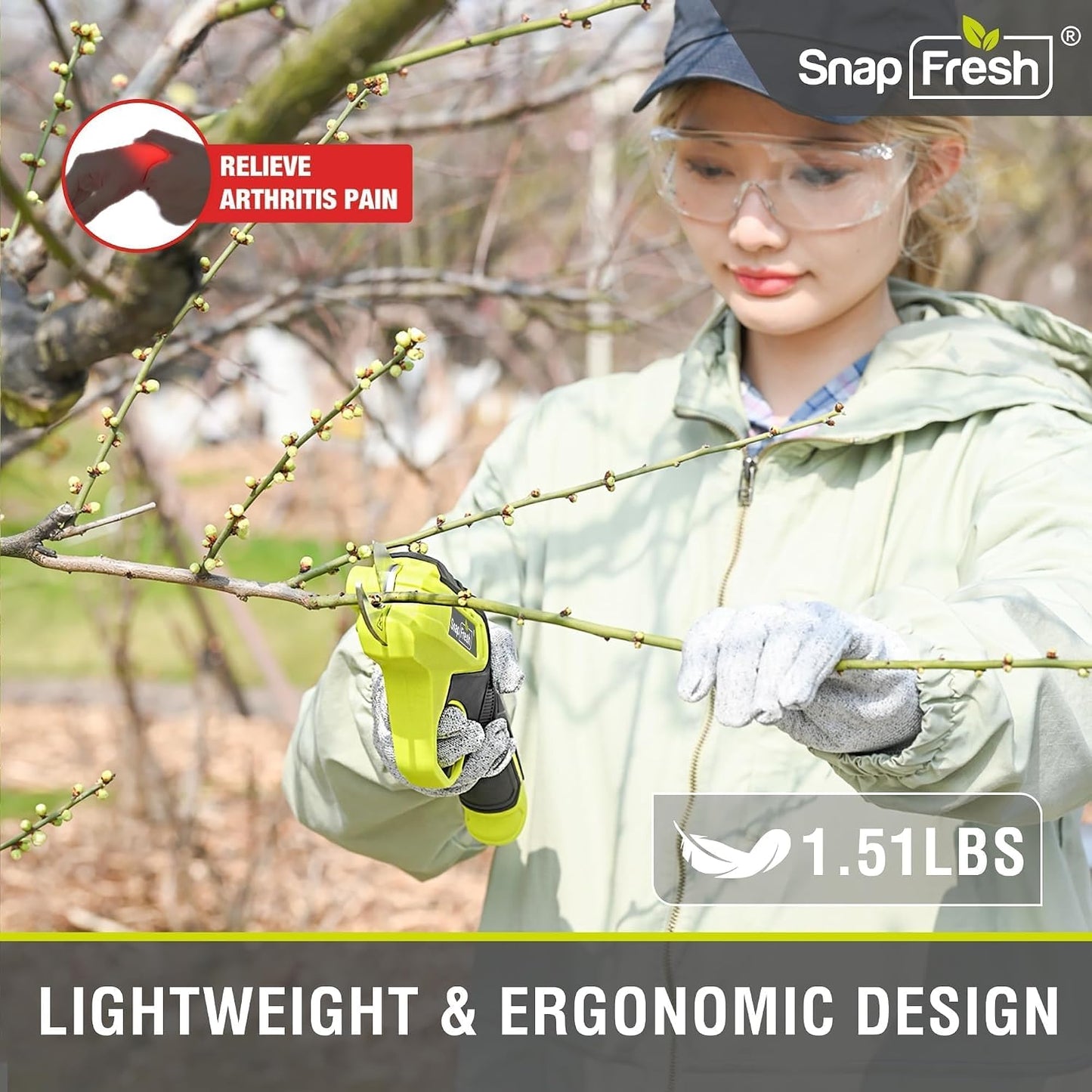 4V Electric Pruning Shears, 0.8" Cutting Capacity w/Extra Blade