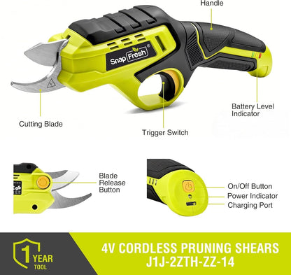 4V Electric Pruning Shears, 0.8" Cutting Capacity w/Extra Blade