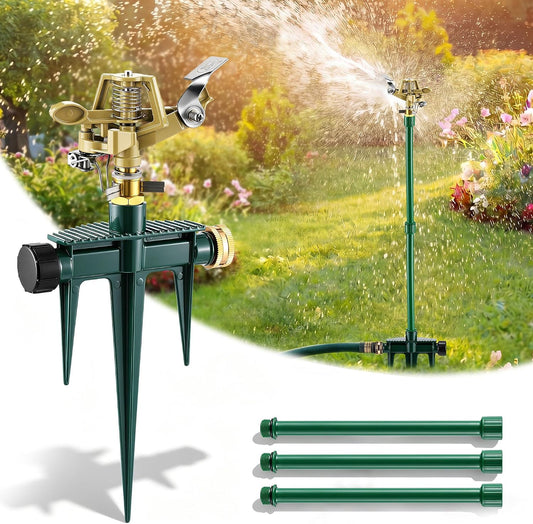 Impact Sprinkler for Yard Large Area with Extension Risers(Weighted Base)