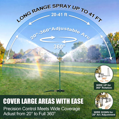 Impact Sprinkler for Yard Large Area with Extension Risers(Weighted Base)