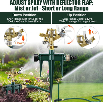 Impact Sprinkler for Yard Large Area with Extension Risers(Weighted Base)