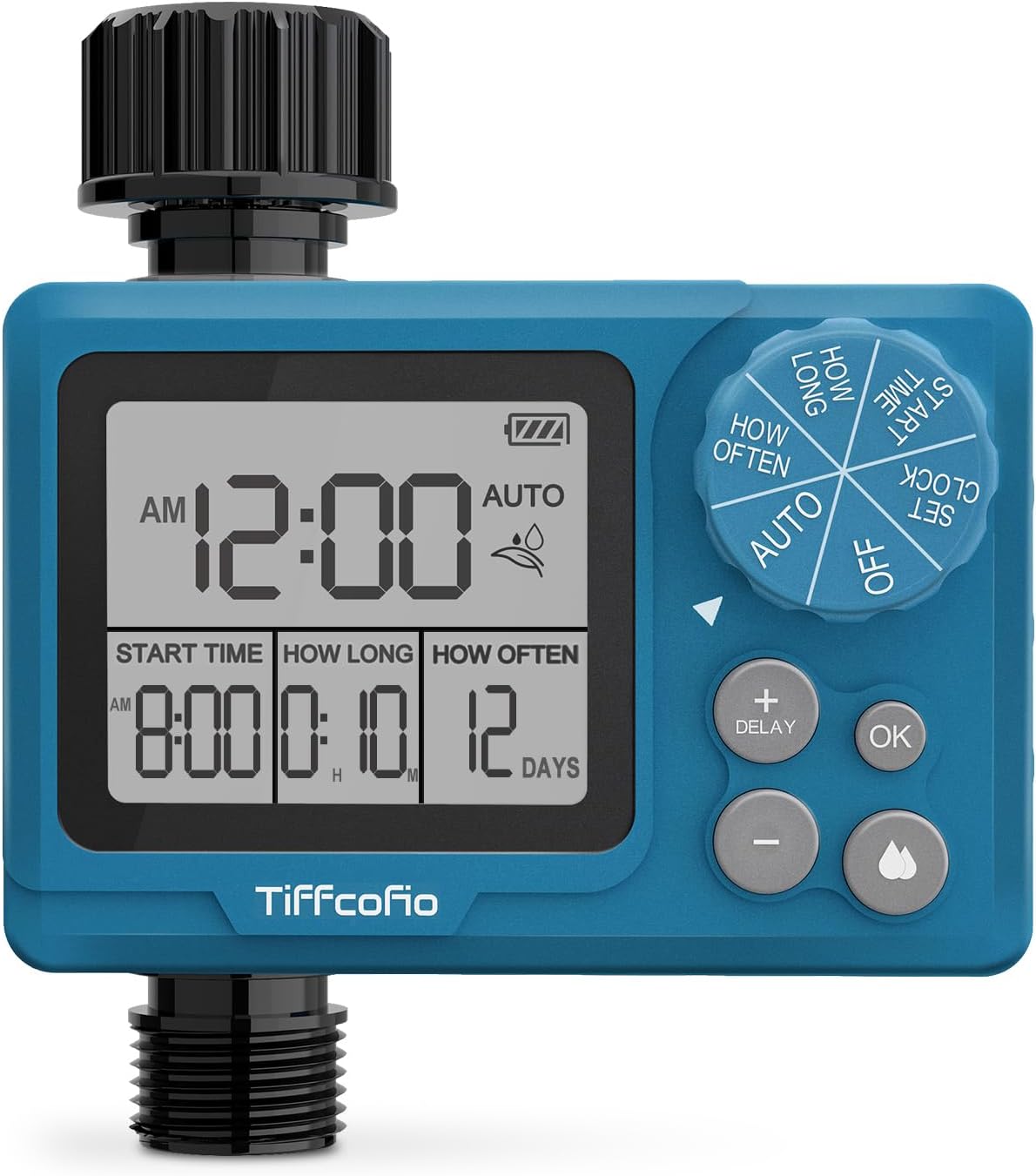Sprinkler Timer Outdoor, Digital Programmable for Garden Hose, Irrigrtion Timer with Rain Delay and Manual Mode (Water Volume Control, 1 Pack)