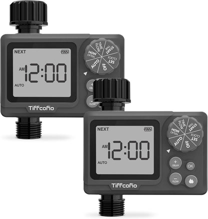 Sprinkler Timer Outdoor, Digital Programmable for Garden Hose, Irrigrtion Timer with Rain Delay and Manual Mode (Water Volume Control, 1 Pack)