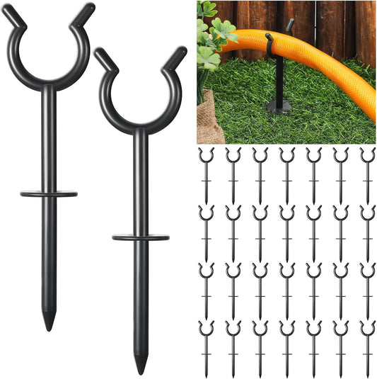 30 Pcs 3/4'' Garden Hose Guide Stakes for Yard Lawn, Black