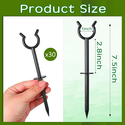 30 Pcs 3/4'' Garden Hose Guide Stakes for Yard Lawn, Black